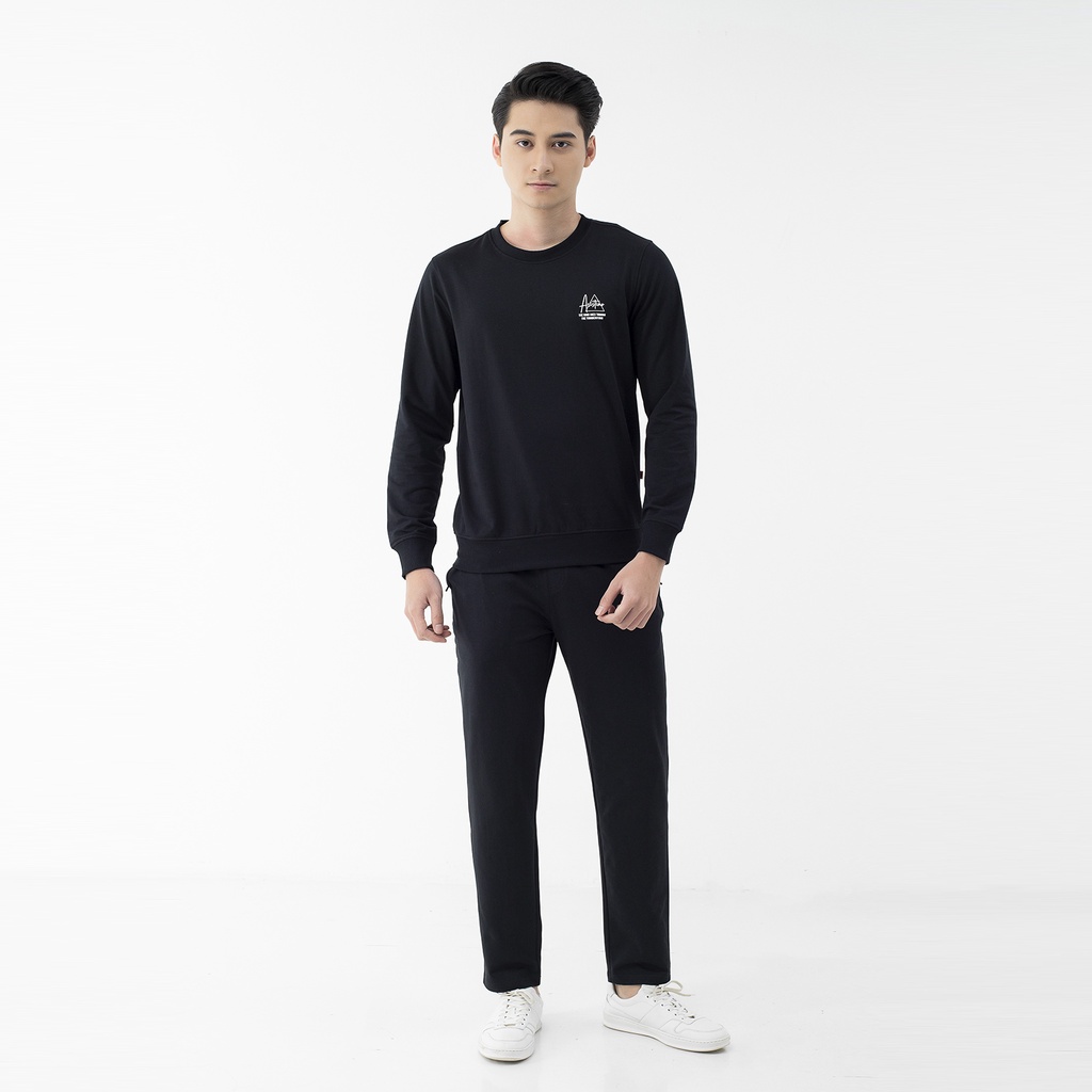 Bộ nỉ thể thao, bộ đồ thu đông nam Aristino quần suông cạp chun  ALH011W1