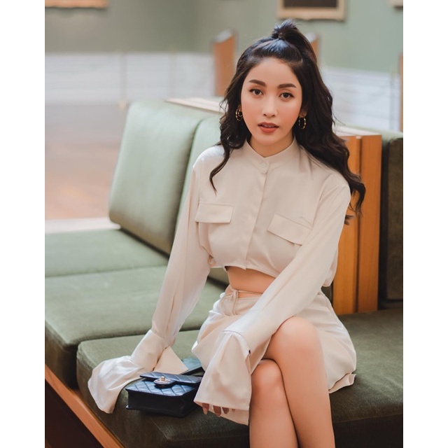 Joyce Set - Set áo cổ tàu và chân váy tennis