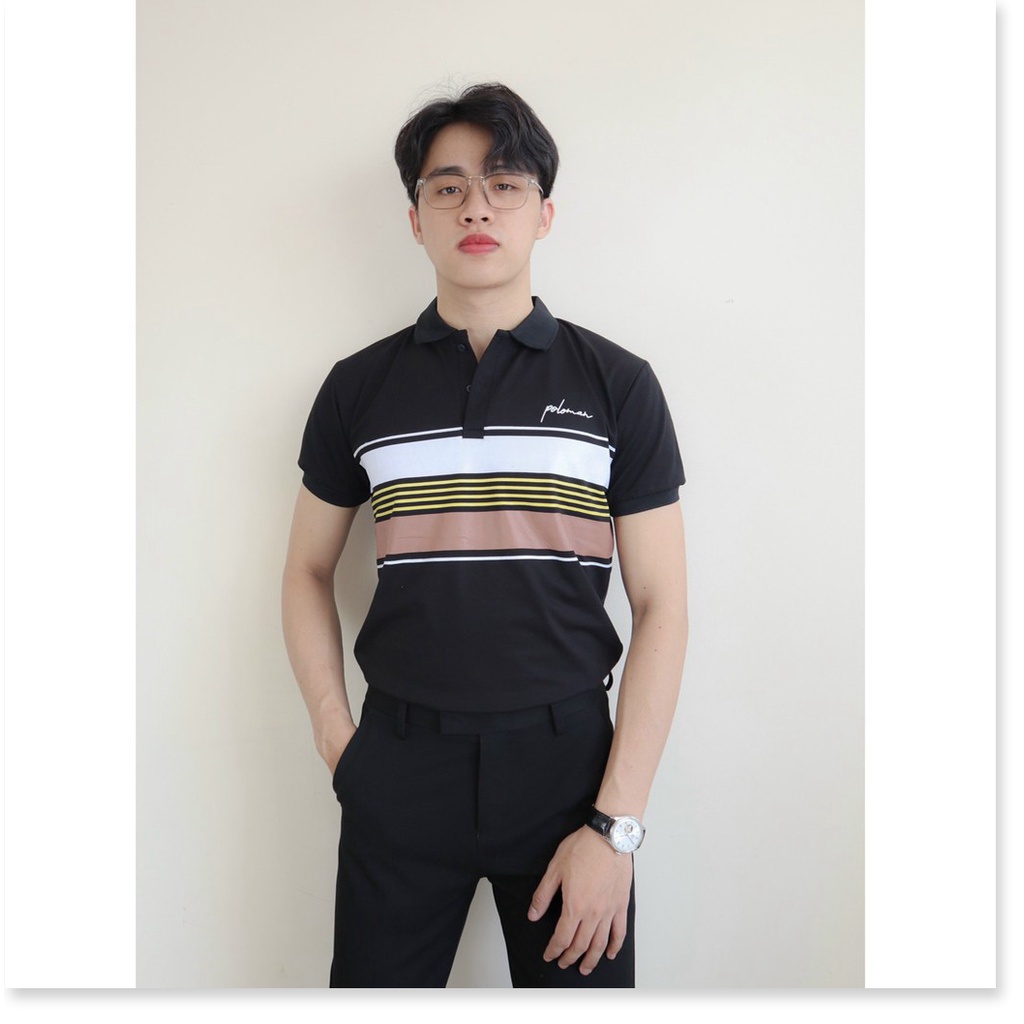 Áo thun cổ trụ ngắn tay kẻ ngang hoạ tiết cực đẹp KHANH AN