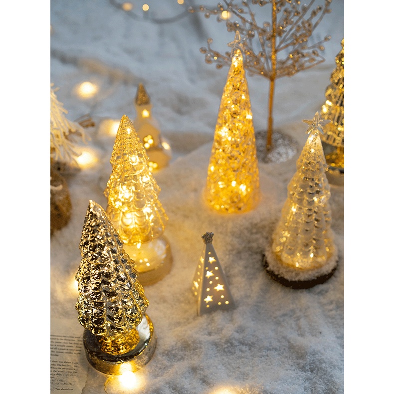 Cây Thông Kính Phát Sáng Để Bàn Trang Trí Giáng Sinh