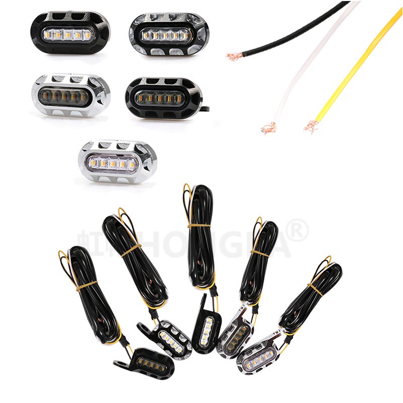 Đèn LED Xi Nhan 12V Chất Liệu Hợp Kim Nhôm Màu Hổ Phách Gắn Tay Lái Xe Mô Tô