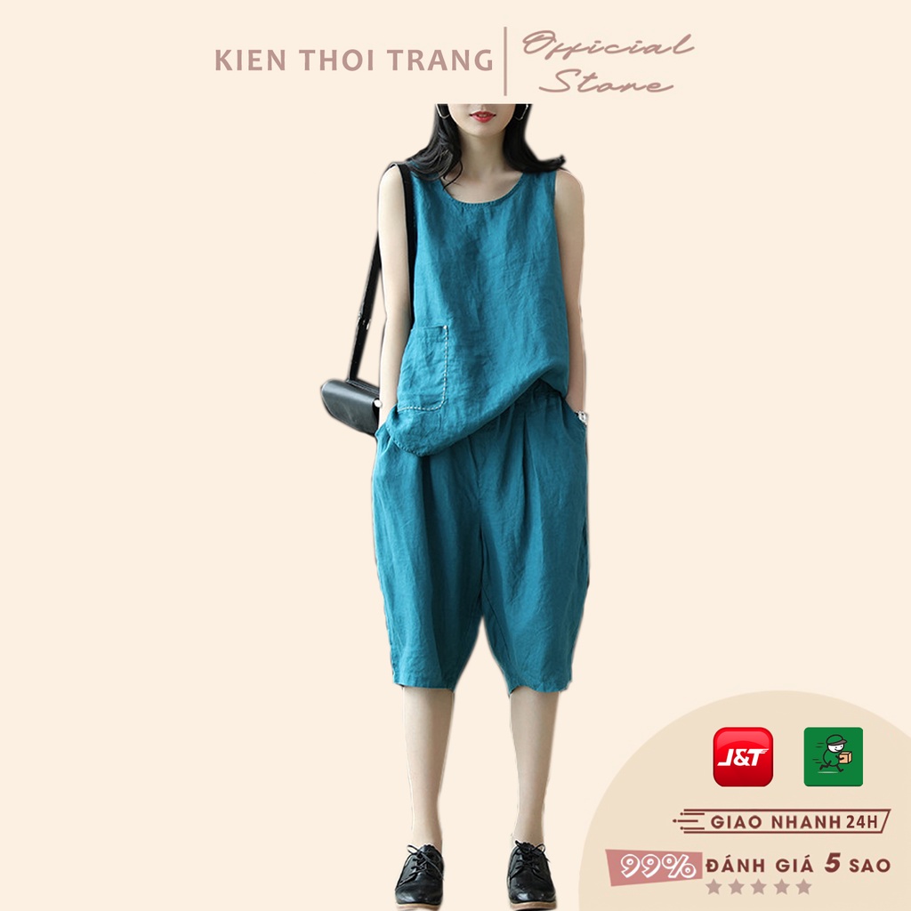 [RẺ VÔ ĐỊCH] Bộ đũi nữ cộc sát nách mặc nhà, Chất đũi thái cực mát đủ size từ 45-85kg