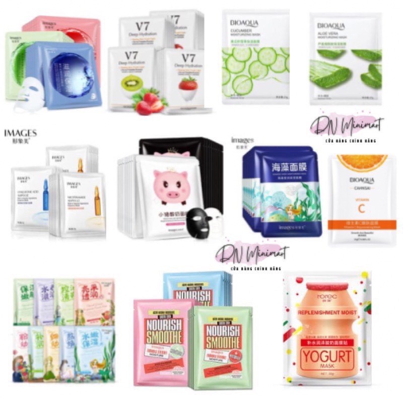 [Deal sốc 1k] Lẻ 1 mix ngẫu nhiên Mặt nạ giấy nội địa trung dưỡng da mụn cấp ẩm thải độc dưỡng trắng | BigBuy360 - bigbuy360.vn