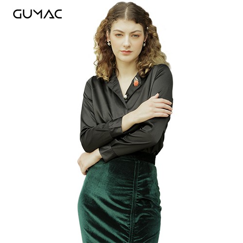 [Mã MABR07062 giảm 8% tối đa 50K đơn từ 249K] Áo lụa cổ vest GUMAC AV06991