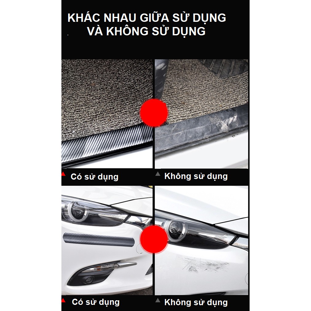 Nẹp Cacbon chống trầy xước bước chân xe ô tô - cuộn 1m ( TẶNG KEO 3M )