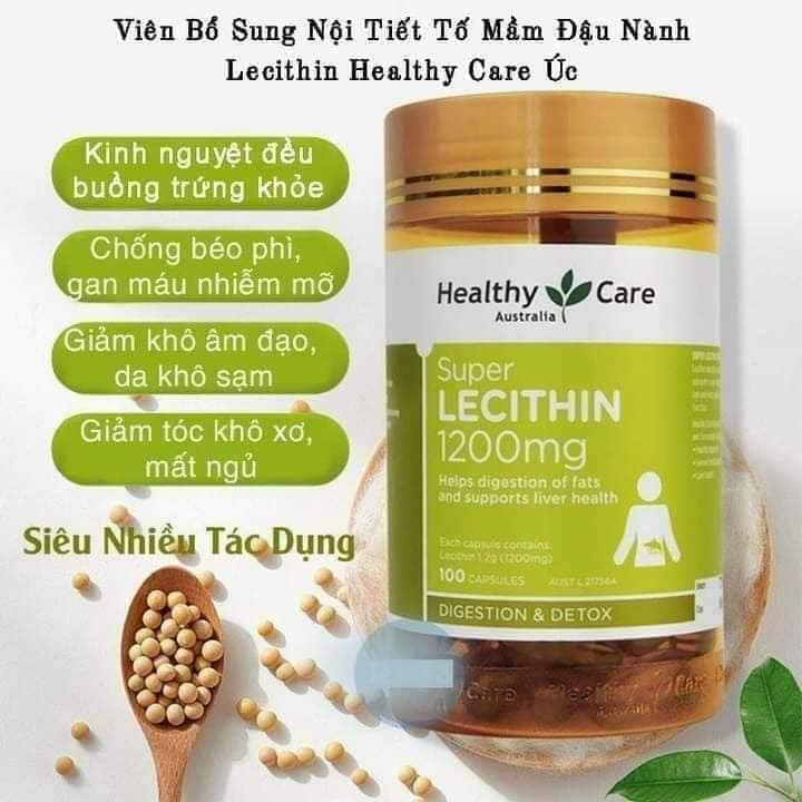 Viên Mầm Đậu Nành  Úc Healthy Care Super Lecithin 1200mg 100 Viên
