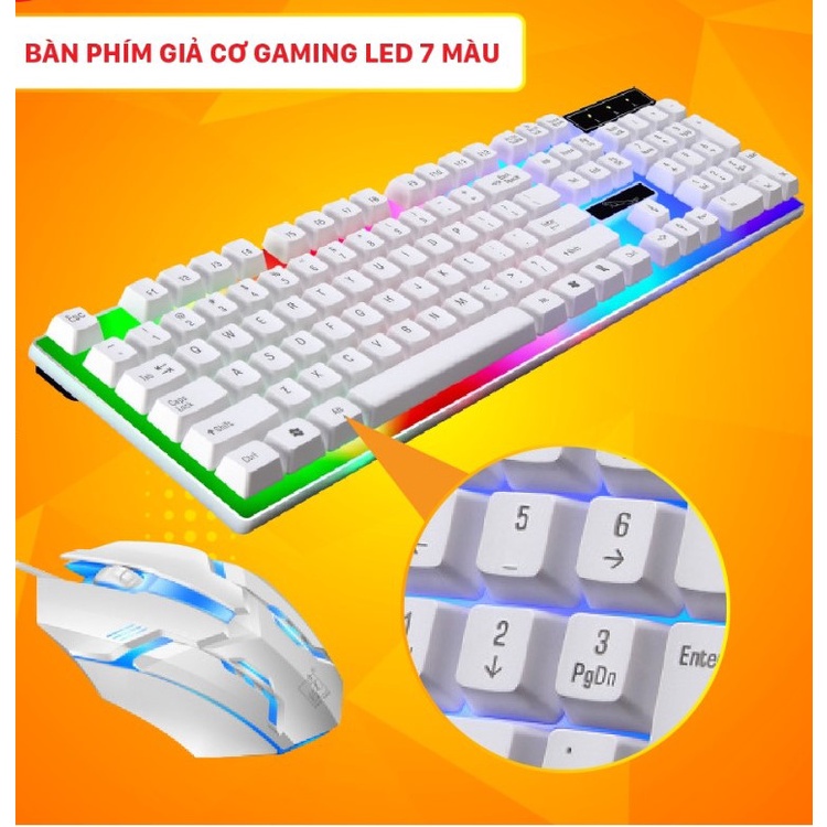 Bộ bàn phím kèm chuột máy tính có dây giả cơ tích hợp bật tắt chế độ đèn led  - bàn phím Giả Cơ Con B