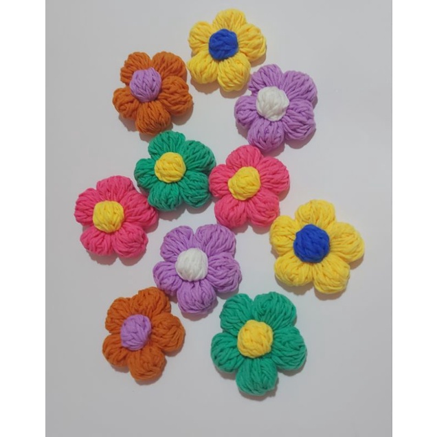 Hoa len size 8cm, pin cài hoa len