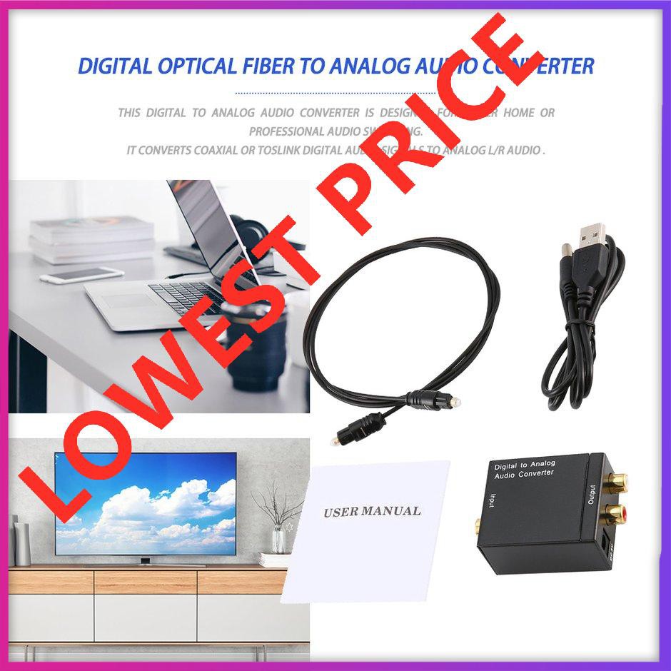 【giao hàng hôm nay>>>Digital Optical Coaxial Toslink Signal to Analog Audio Converter Adapter RCA