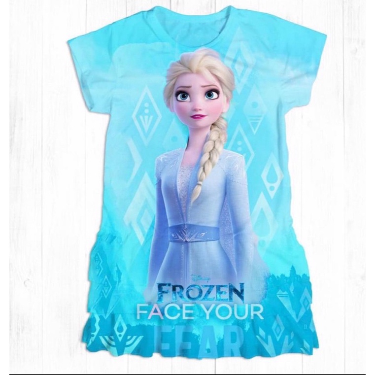 Váy 3 tầng Elsa in 3D thun lạnh thái 12-45kg