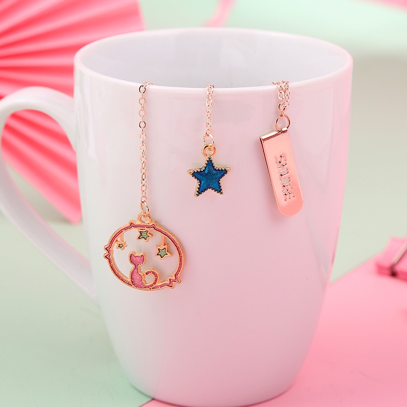 1 Thẻ Đánh Dấu Sách Bằng Hợp Kim Hình Mèo Hoạt Hình Sáng Tạo Đa Ứng Dụng Cho Học Sinh