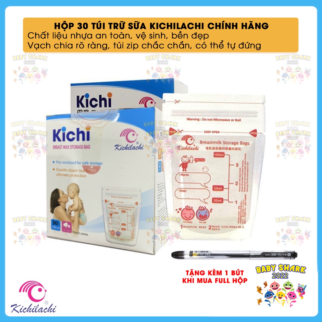 Hộp 30 túi trữ sữa 100ml Kichilachi chính hãng