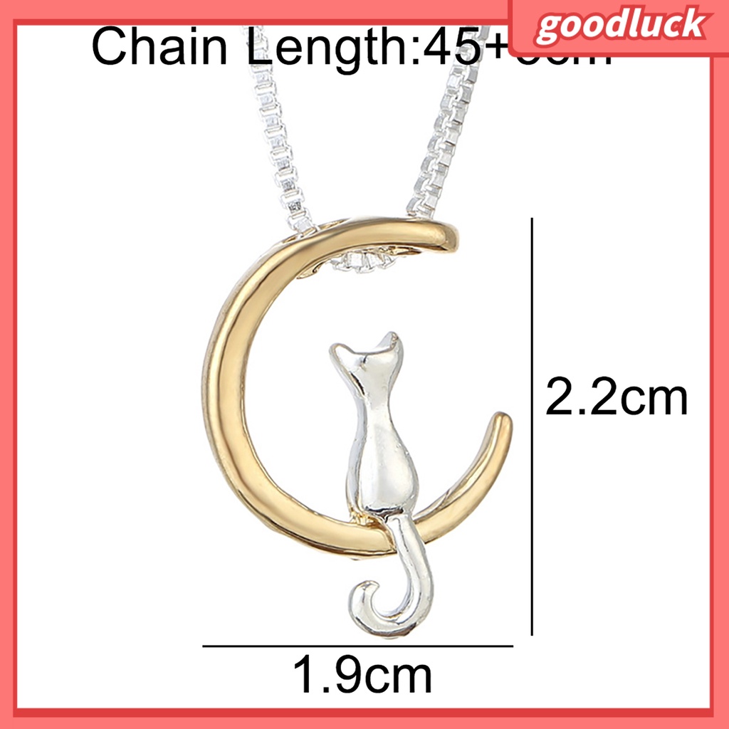 Vòng cổ Mặt Hình Mèo Và Mặt Trăng Lưỡi Liềm Dễ Thương