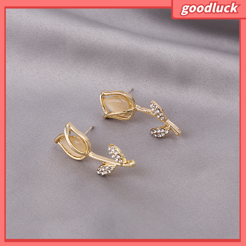 Khuyên tai hình hoa hồng đính đá thời trang cho nữ