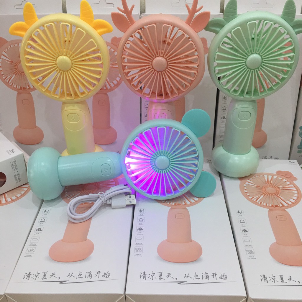 Quạt mini cầm tay thời trang DianDi tích hợp đèn led siêu đẹp, thích hợp với du lịch, dã ngoại, dạo phố, bé mang đến lớp