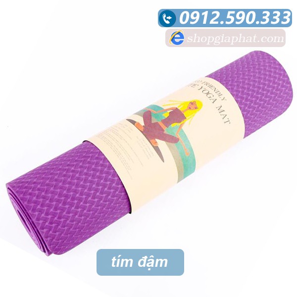 Thảm Tập Yoga/Gym/Thể dục TPE 6mm/1 lớp Đài Loan (Tặng: Túi + Dây buộc) Êm Ái, Siêu bám, Chống Trượt Tốt