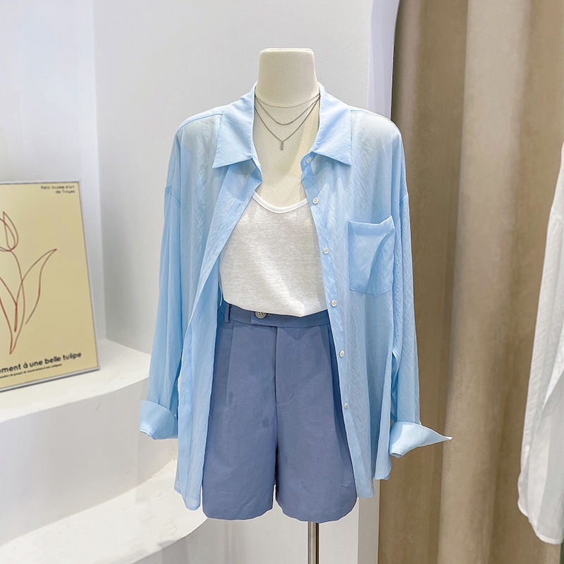 Jiashucheng Áo Sơ Mi Tay Dài Chống Nắng Dáng Rộng Thời Trang Mùa Hè Cho Nữ