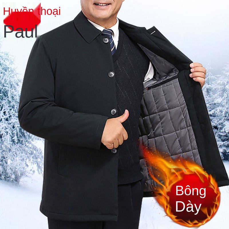 Áo khoác nam trung niên và cao tuổi, bông trang phục dành cho bố mùa đông