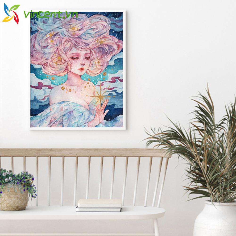 Toàn Bộ Tranh Thêu Chữ Thập DIY 11CT Hình Cô Gái Xinh Xắn