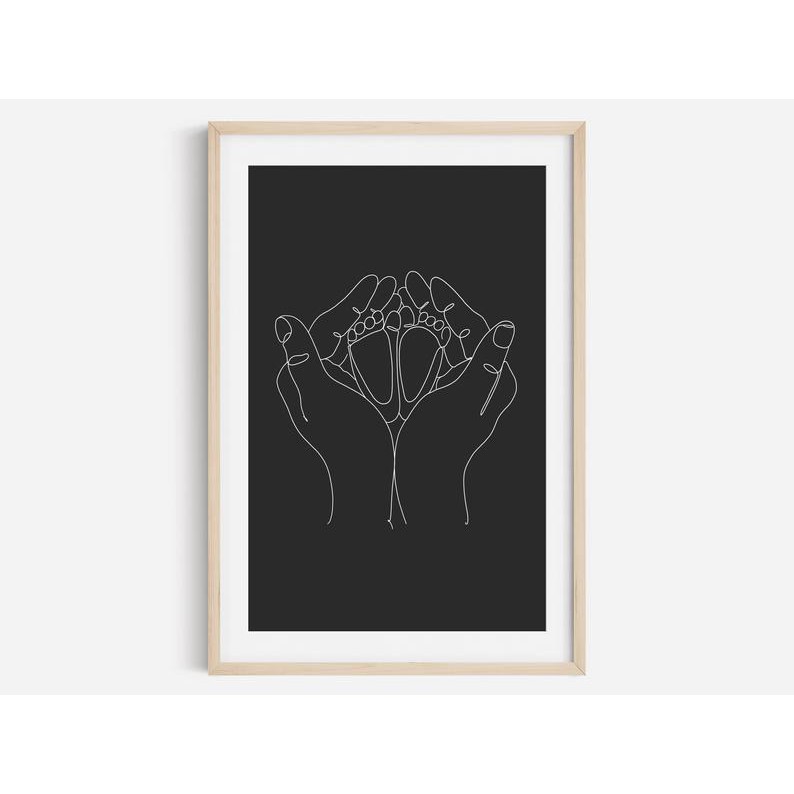 Tranh treo tường | Line art-Baby Feet Print, Fine Line Print Set 10 , tranh canvas giá rẻ