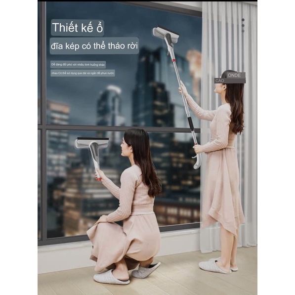 Hàng Oder - Cây Lau Kính, Lau Nhà Đa Năng Cầm Tay Gạt Nước Cao cấp Cáo Đeo Nơ