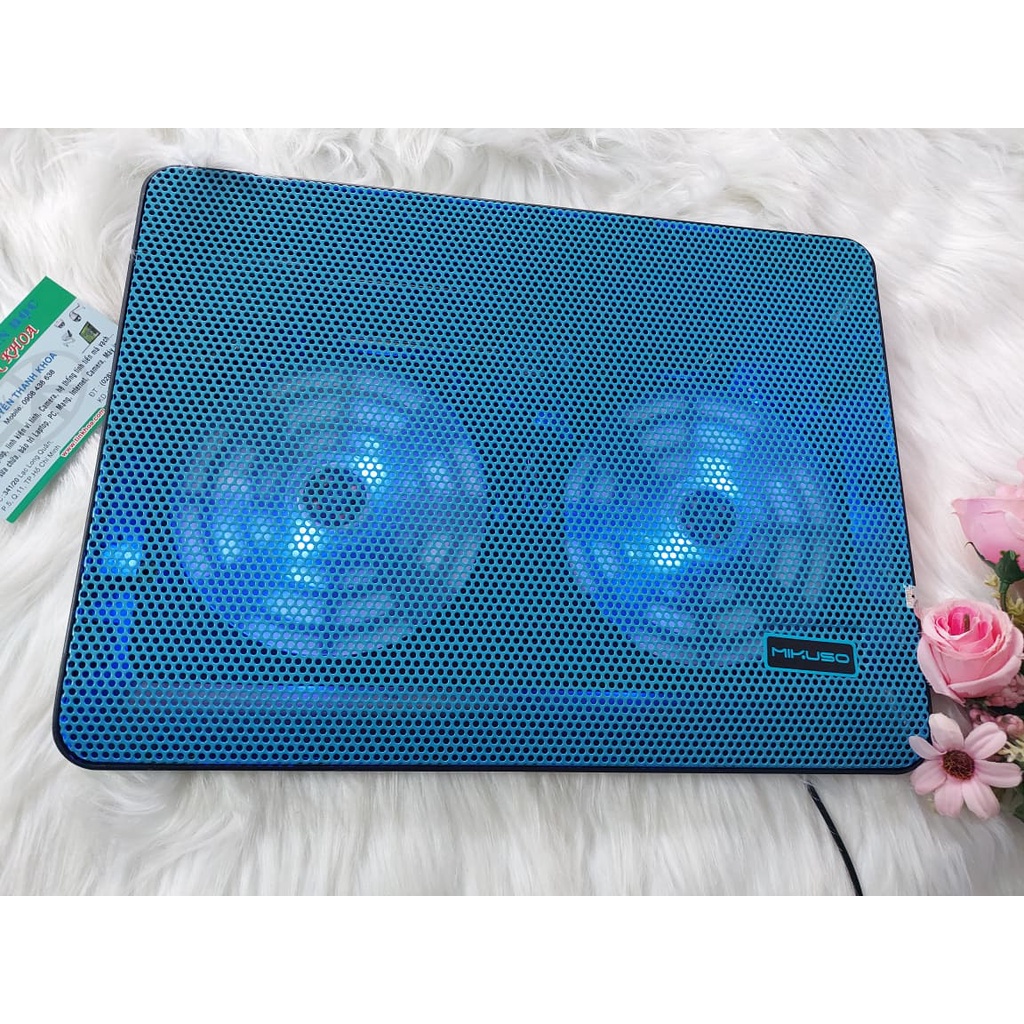 Đế tản nhiệt laptop 2 Fan có Led (xanh/đen/đỏ) dùng cho máy 12-15.6inch