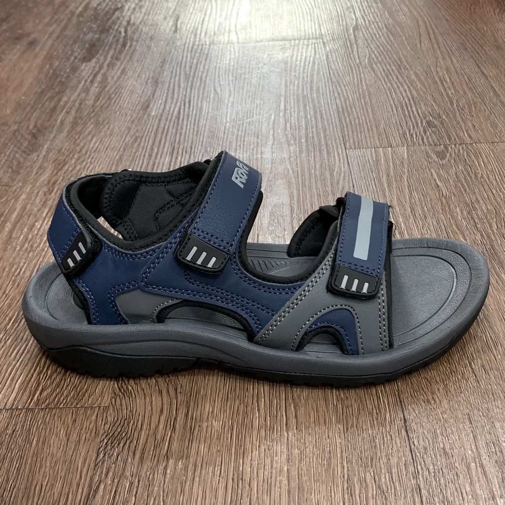 Sandal Rova Nam Quai Da Dán Xé Đế Cao Su Êm Chân - Xám
