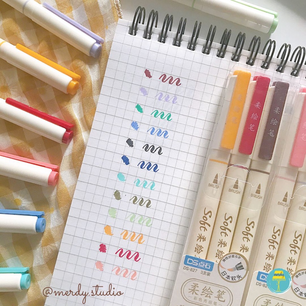 Set 3 cây bút Soft Brush Sign Pen viết calligraphy, hán tự, tiêu đề bài học