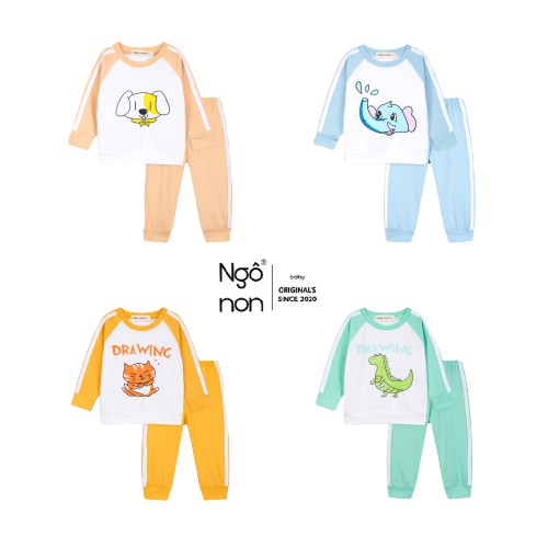 Đồ Bộ Ngủ Cotton Họa Tiết Hoạt Hình Đáng Yêu Cho Bé Trai Và Bé Gái Ngô Non (QA0012)