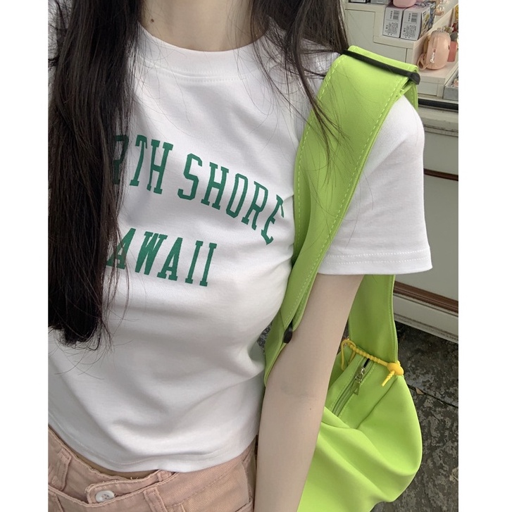Áo Thun Tay Ngắn Cổ Tròn In Họa Tiết Phong Cách Hàn Quốc Thời Trang Cho Nữ
