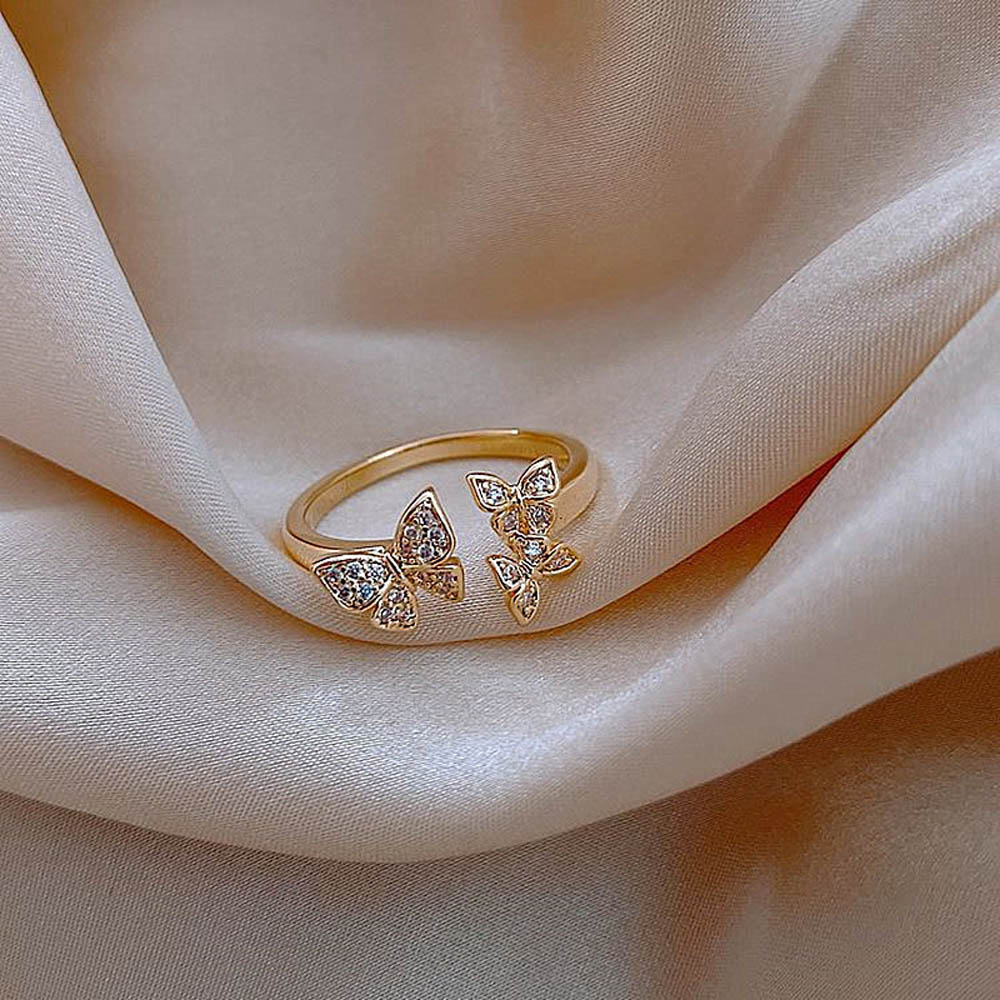 Nhẫn Đeo Tay Kim Loại Đính Đá Thanh Lịch Cho Nữ