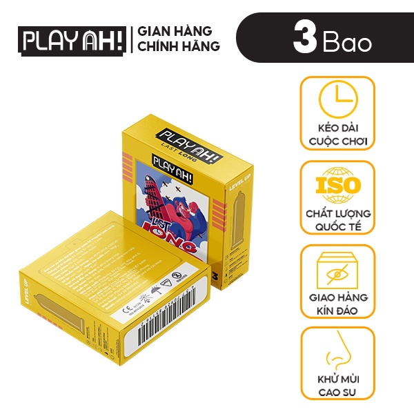 Bao Cao Su PLAYAH Last Long Kéo Dài Thời Gian Hộp 3/10 size 52mm