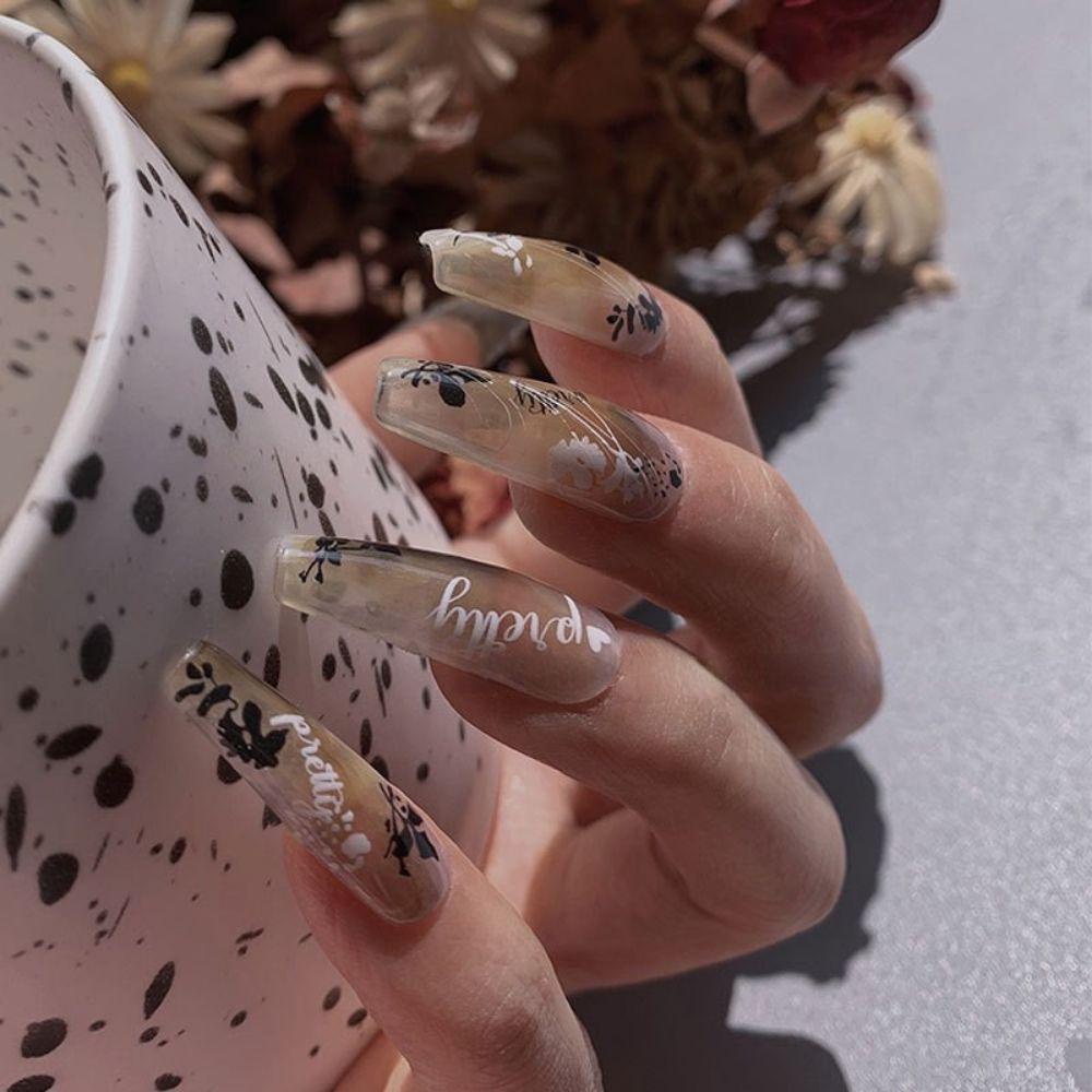 OCEANMAP Miếng Dán Móng Tay Tự Dính Siêu Mỏng Họa Tiết Hoa / Thánh Giá / Ngôi Sao Trang Trí Móng Nghệ Thuật