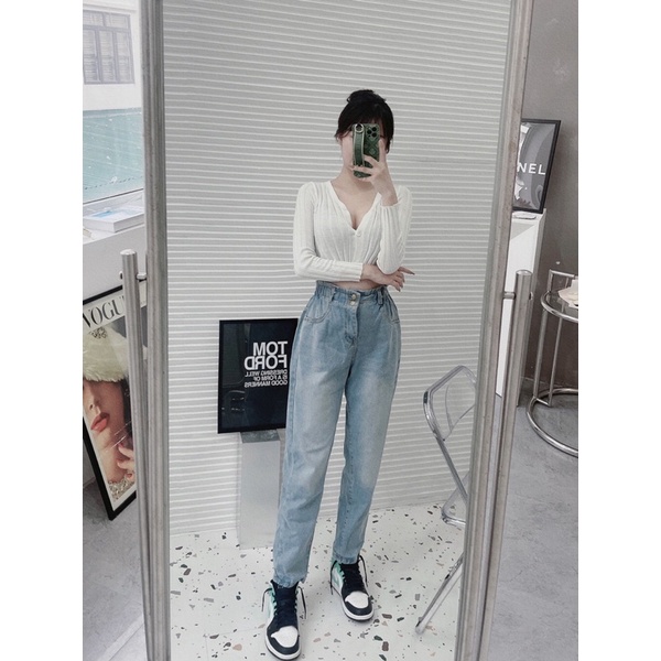 QUẦN JEANS NỮ CHUN EO TOMBOY HOT TREND