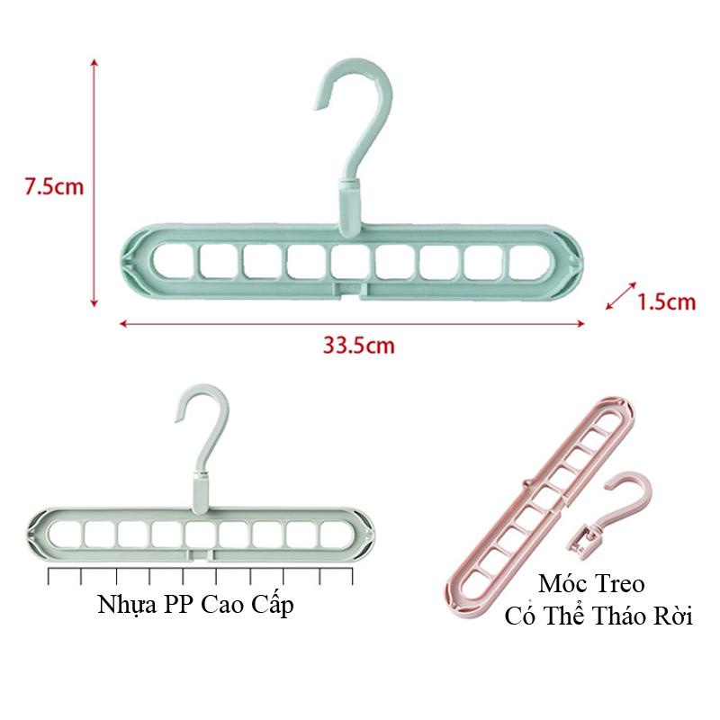 Móc treo quần áo đa năng 9 lỗ treo 2 chiều tiện dụng, thông minh, tiết kiệm diện tích