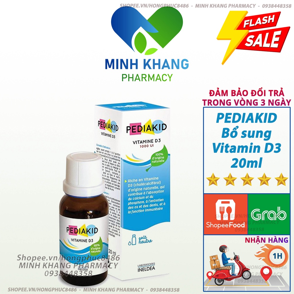 Siro Pediakid Vitamin D3 ⚡Chính Hãng⚡ 20ml - Bổ sung Vitamin D cho trẻ Che tên sản phẩm