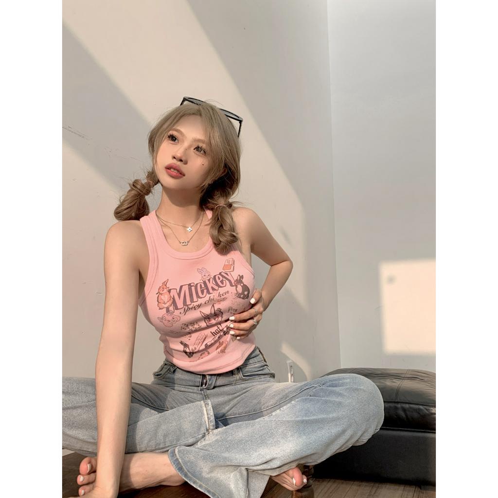 qkoole   Áo Hai Dây In Họa Tiết Thời Trang Quyến Rũ Dành Cho Nữ