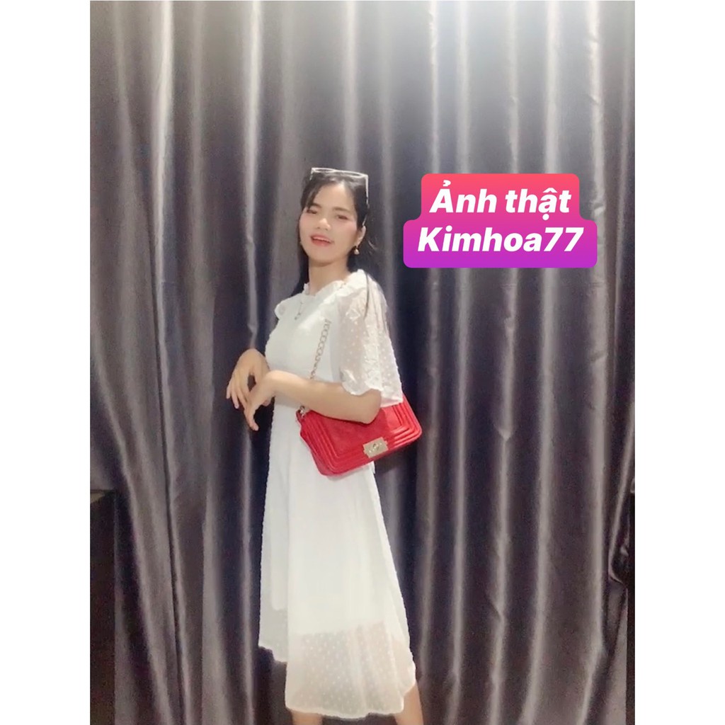 [Video thật] Đầm maxi đi biển chất voan bi cực hot 2 màu trắng đỏ freesize Kimhoa77