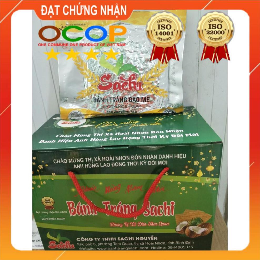 Hộp bánh tráng  gạo mè Sachi 10 Gói