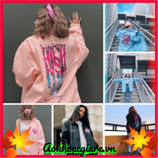 Áo khoác dù gió nam nữ hyghclub in màu có size lớn ảnh thật