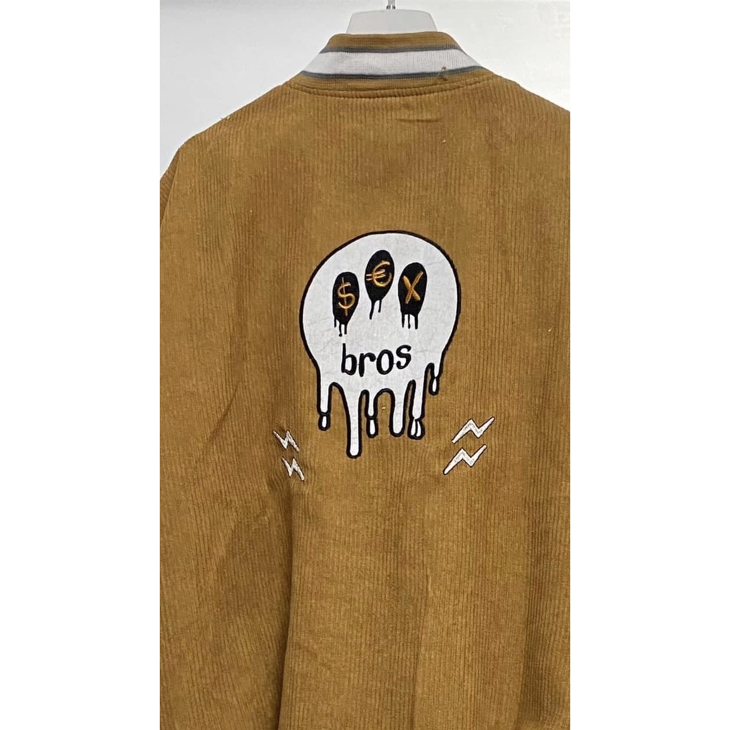Áo Khoác Bomber Jacket Nhung Gân Tăm Thêu SUPER BROS Varsity Basic Form Rộng Nam Nữ Unisex Ulzzang NUPAKACHI