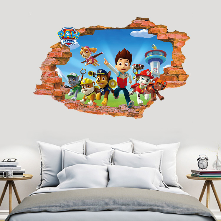 Miếng Dán Tường Trang Trí Hình Hoạt Hình Paw Patrol 3d