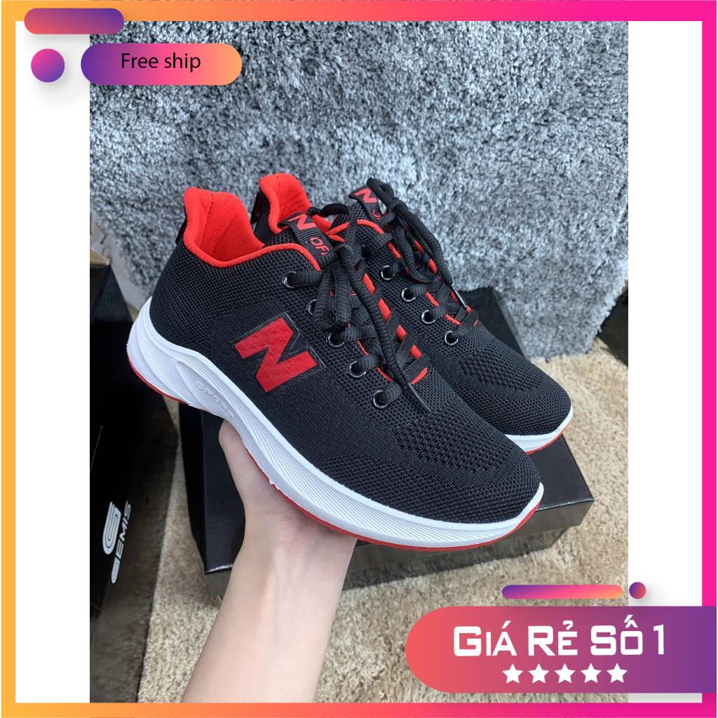 Giày thể thao nữ giày sneaker chữ N kiểu dáng trẻ trung năng động Đen/Đỏ