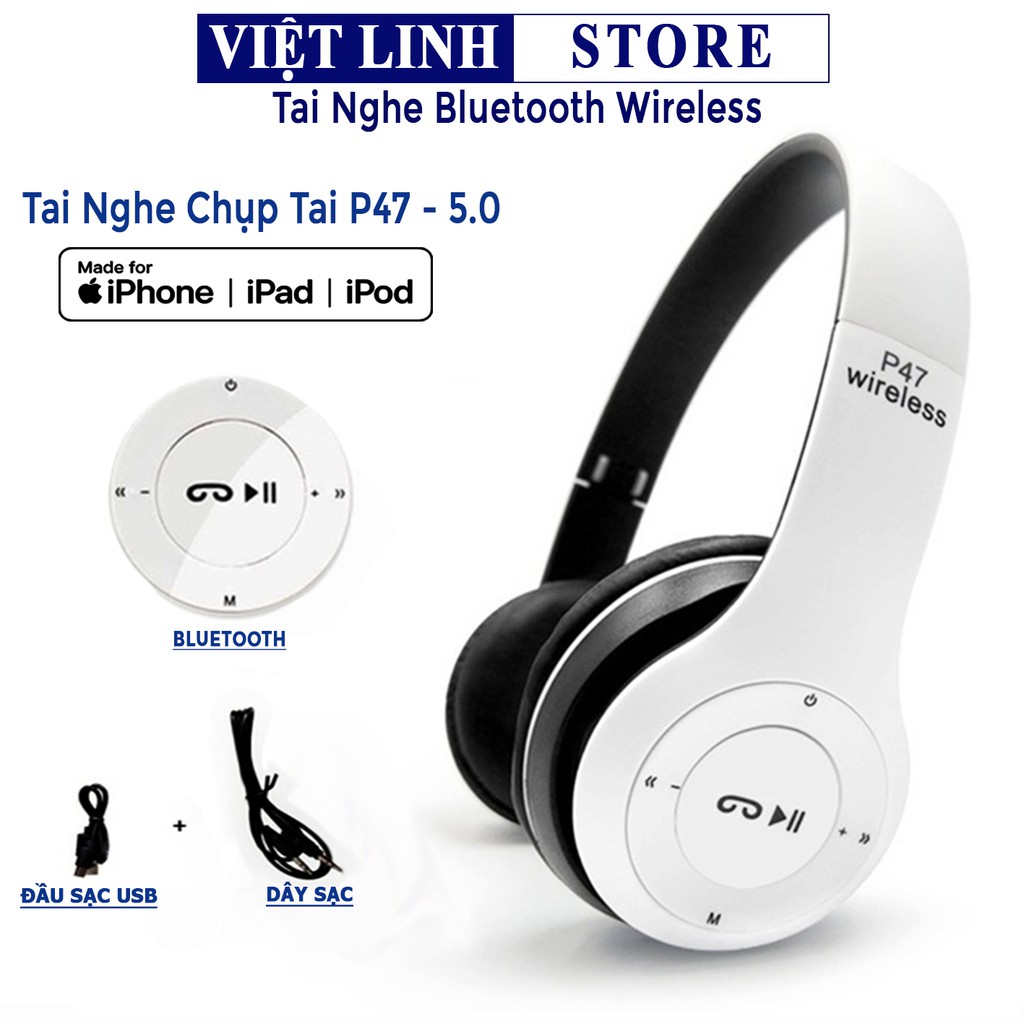 Tai nghe p47, chụp tai không dây - Việt Linh Store