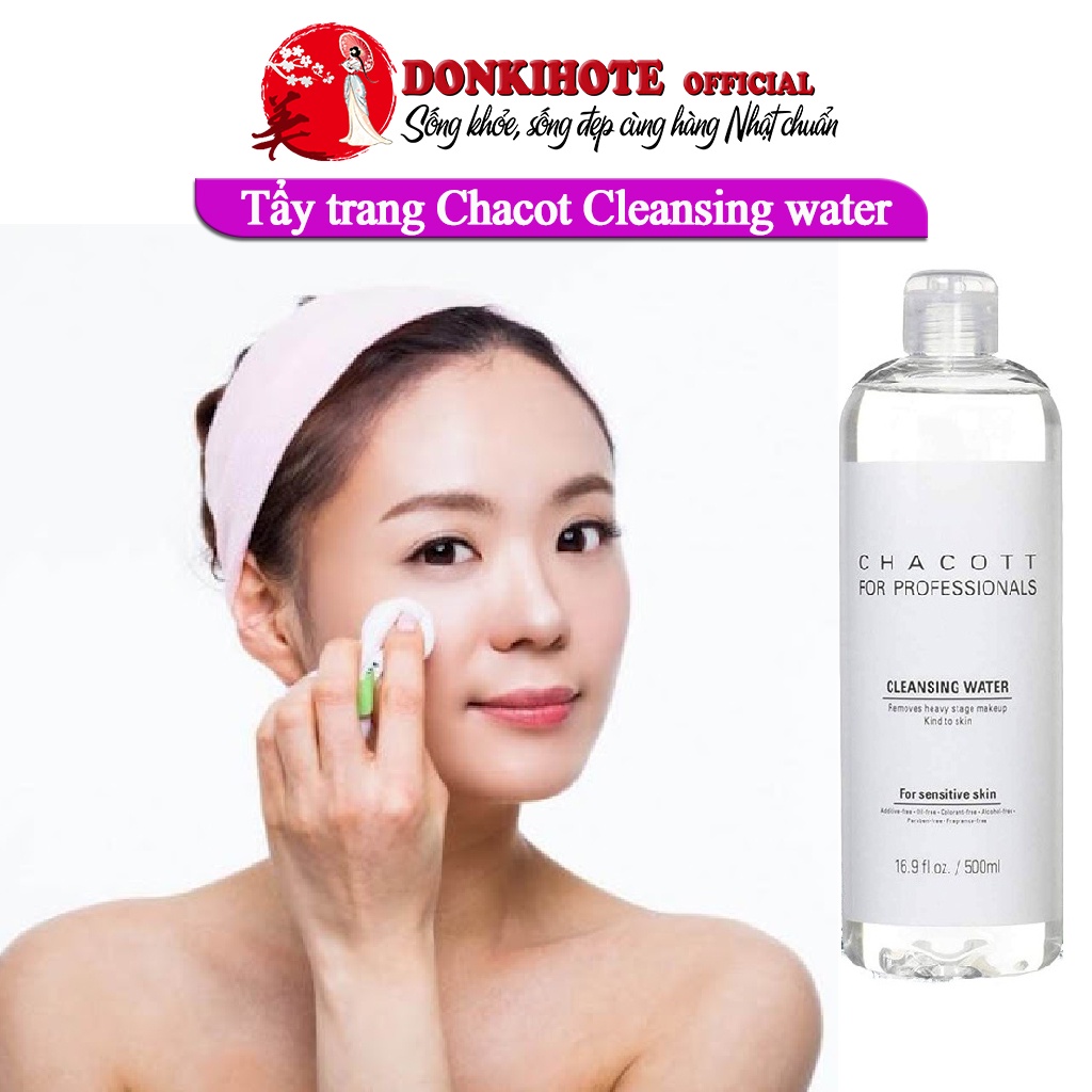 Nước tẩy trang cho da mụn, tẩy trang Chacott Cleansing Water 500ml