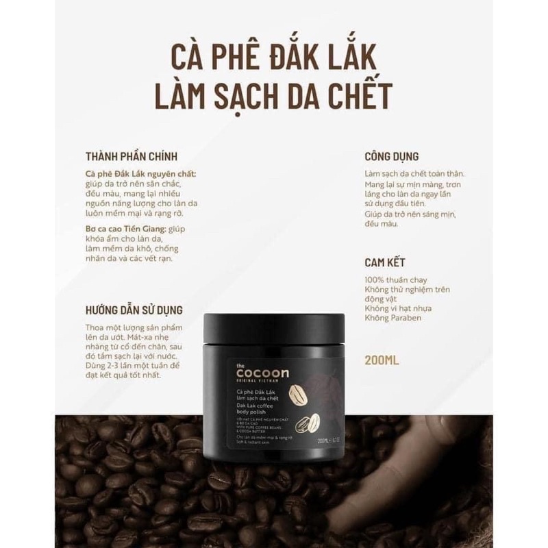 Tẩy Da Chết Body Cafe Cocoon Daklak Coffe Body Polish | BigBuy360 - bigbuy360.vn