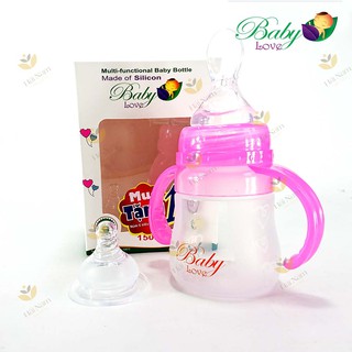 Bình sữa silicon 2 in 1 Baby Love 150ml tặng thêm 1 núm silicon siêu mềm