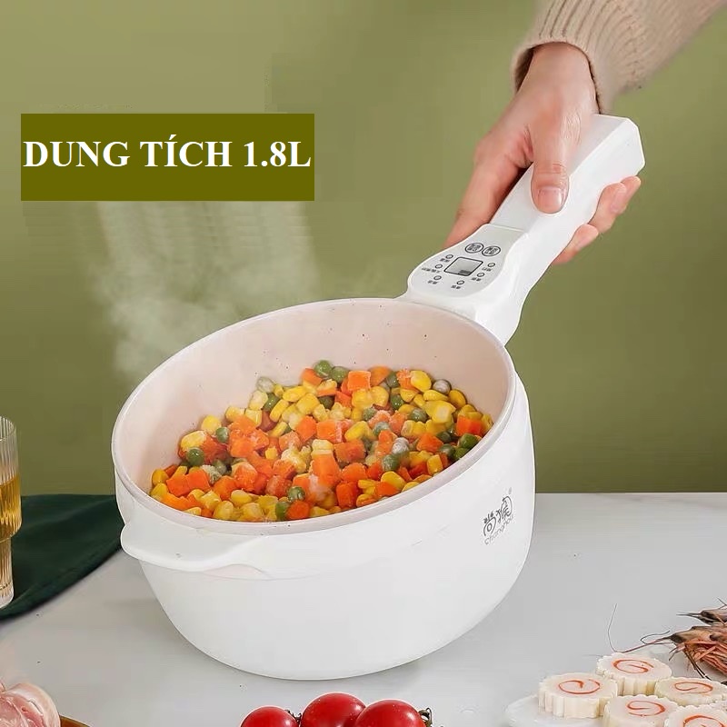 Nồi điện mini đa năng SHANGHOU cảm ứng chống dính Nồi lẩu mini dung tích 1.6L Công suất 600w Tặng xửng hấp inox