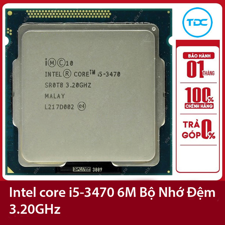 Bộ vi xử lý Intel CPU Core i5-3470 3.60GHz ,77w 4 lõi 4 luồng, 6MB Cache Socket Intel LGA 1155