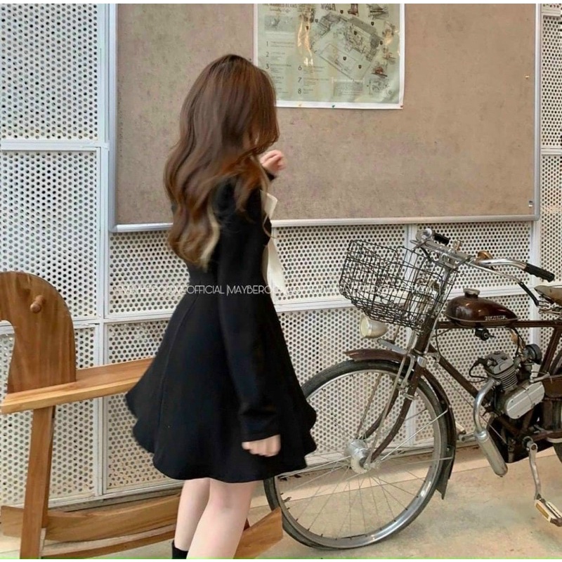 ĐẦM BBD ĐEN PHỐI NƠ CỔ